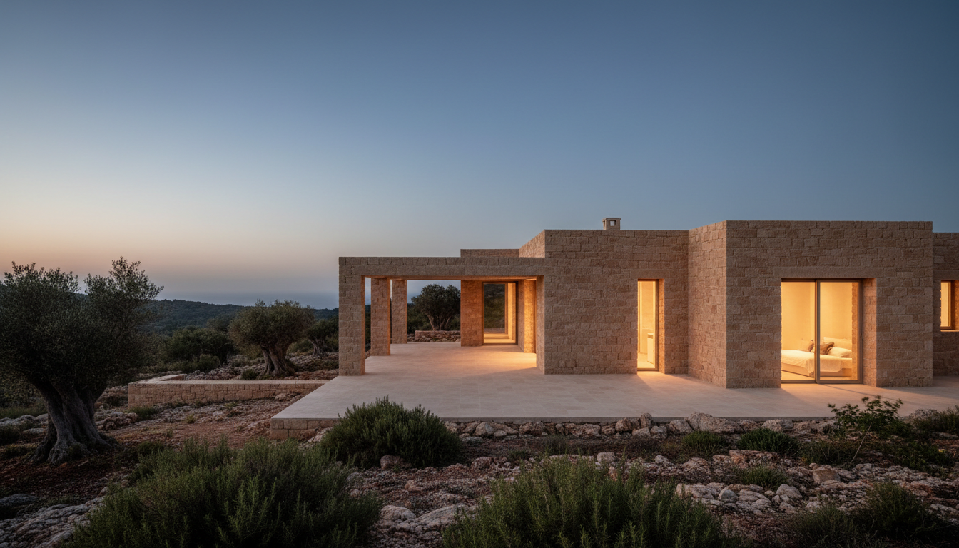 Casa Almadrava — villa de piedra al atardecer, Formentera